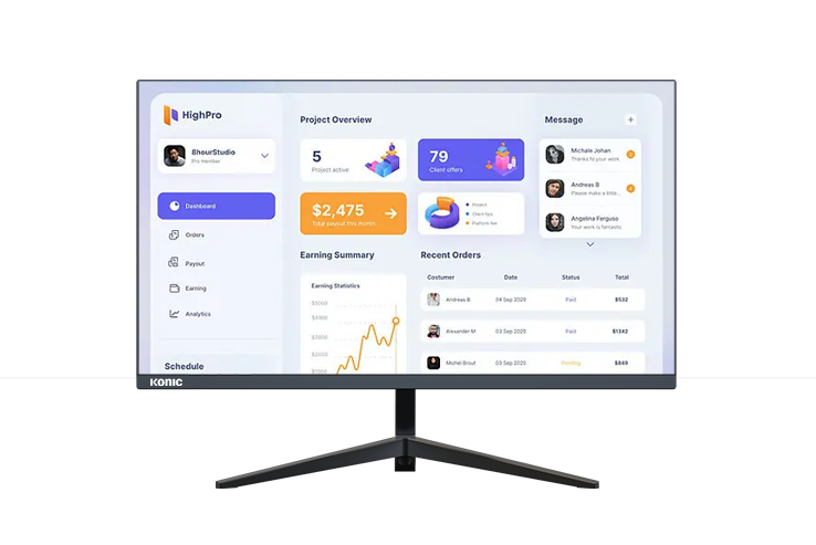 KONIC 23.8inch FHD Monitor, 60HZ,HDMI,VGA 1920 1080