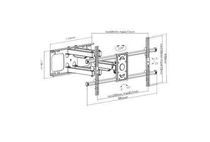 KONIC, 37"-90", Heavy-Duty Full-Motion TV Wall Mount,37"-90",75kg,200x200,400x200,300x300,400x400,600x400,800x400